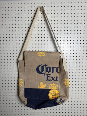 Corona burlap tote Bag with Adjustable Strap